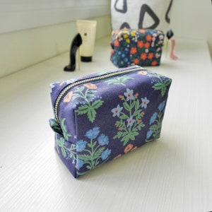 Boxy Pouch - Rifle Paper Canvas, Cosmetic Pouch, Small Zipper Pouch, Toiletry Bag, Makeup Bag, Cord Organizer, Gift for her