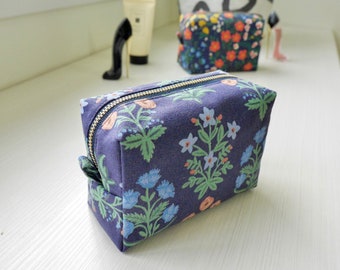 Boxy Pouch - Rifle Paper Canvas, Cosmetic Pouch, Small Zipper Pouch, Toiletry Bag, Makeup Bag, Cord Organizer, Gift for her