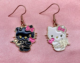 Best schattig, boze engel, poes, tekenfilm, y2k-stijl, liefdeshart Cupido, kawaii-anime-oorbellen