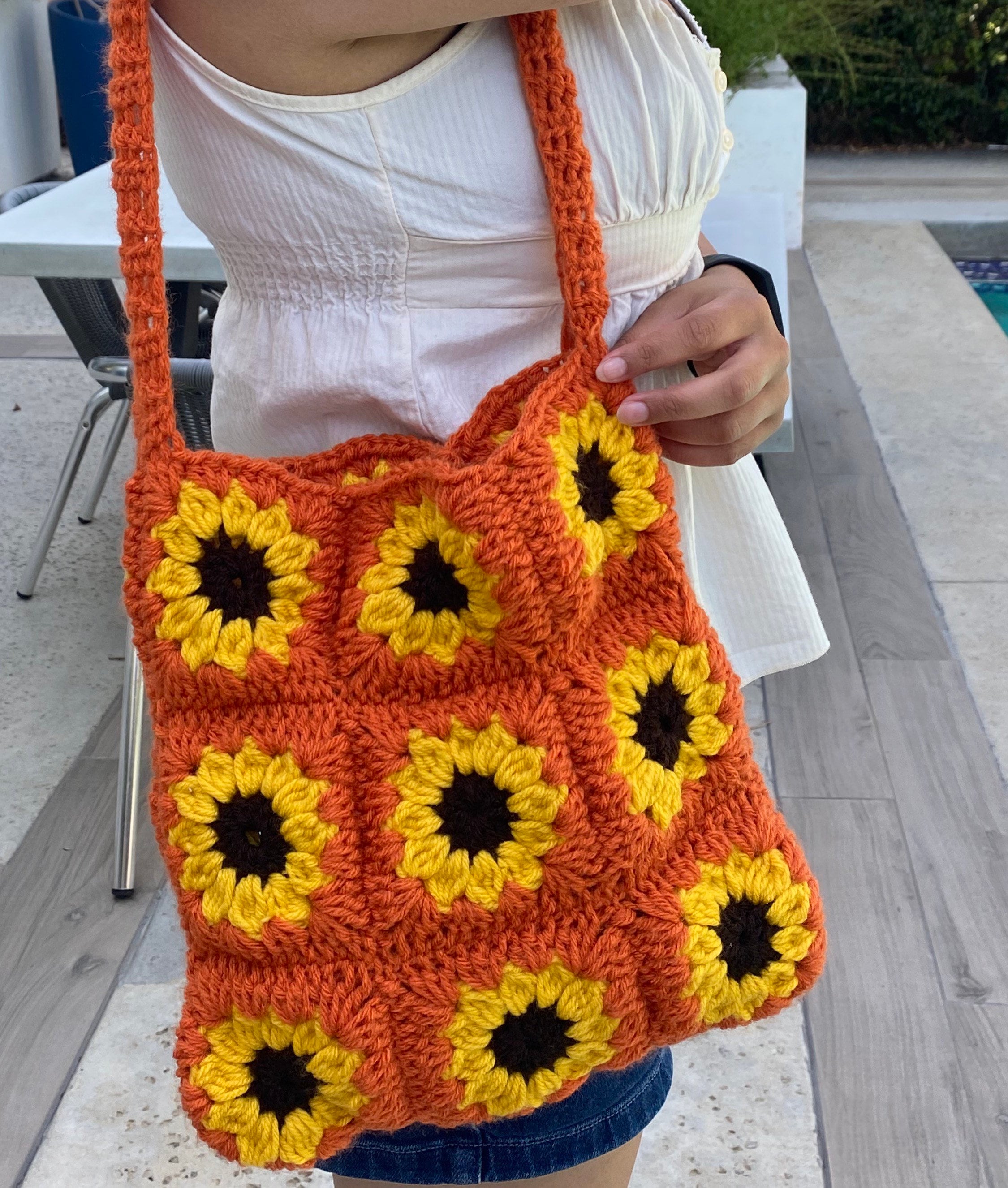 Buy Strokes by Namrata Mehta Peach Sunflower Field Tote Bag For Women Online