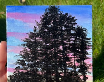 Original Forest Oil Painting of Solstice Sunset Landscape Wall Art on ...