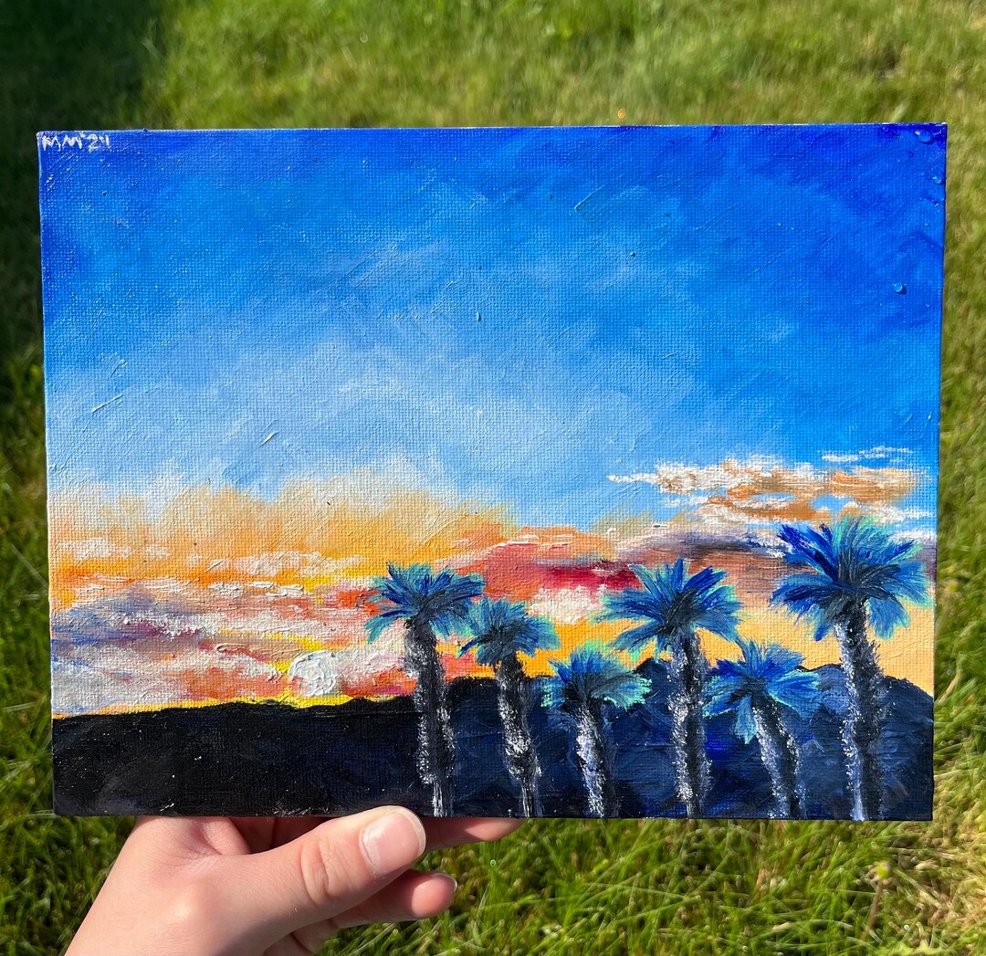Original Sunset Palm Trees Oil Painting - Etsy