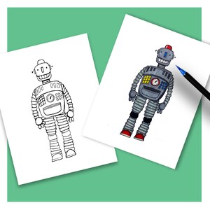 Printable Animal Coloring Pages for Kids Robot Tiger Dog - Etsy