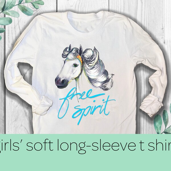 Long Sleeve Girls Horse Shirt Etsy
