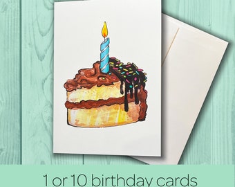 Birthday Cake Card, Chocolate Cake Card, Cake Lover Gift, Dessert Lover Birthday Card, Sweet Tooth Gift, Cute Birthday Card