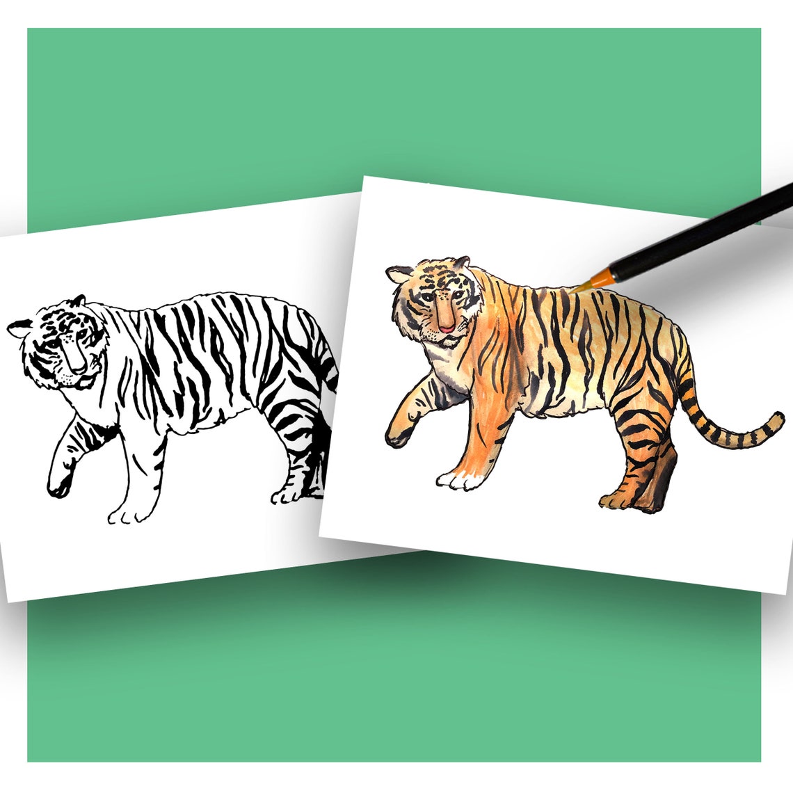 Printable Animal Coloring Pages for Kids Robot Tiger Dog | Etsy
