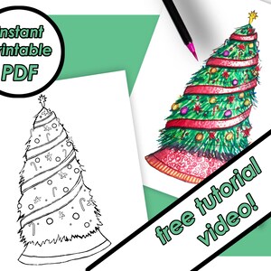 Printable Christmas Tree Coloring Page for Kids, Coloring Sheets, PDF pictures, Color-Along Videos Included