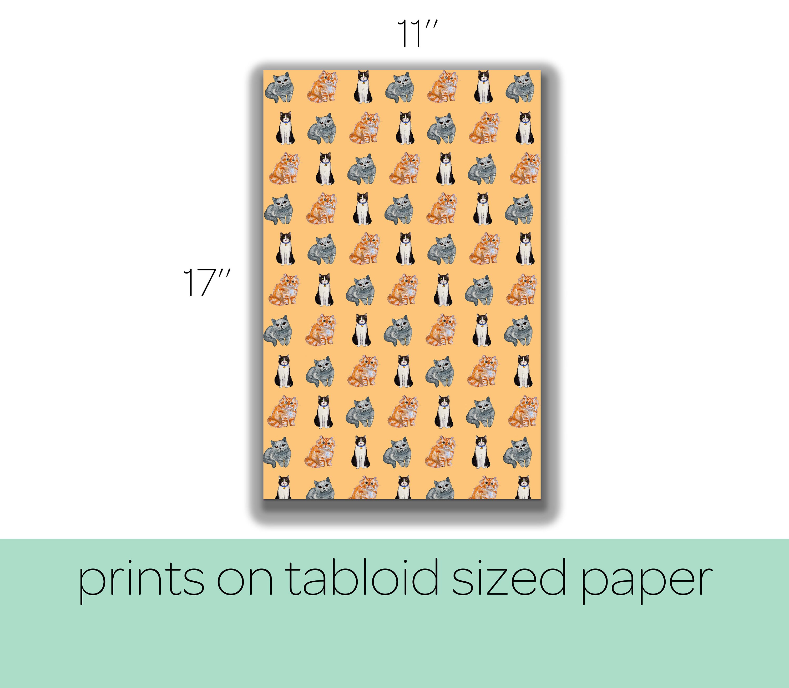 11'' X 17'' Printable Cat Wrapping Paper Cat Gift Paper - Etsy