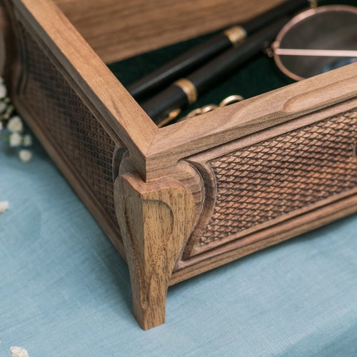 Walnut Custom Jewelry Box Womens Jewelry Box With Lid On Legs Vintage Jewelry Box Handmade Carved Wood shops Box Wooden Jewelry Box Wooden Box