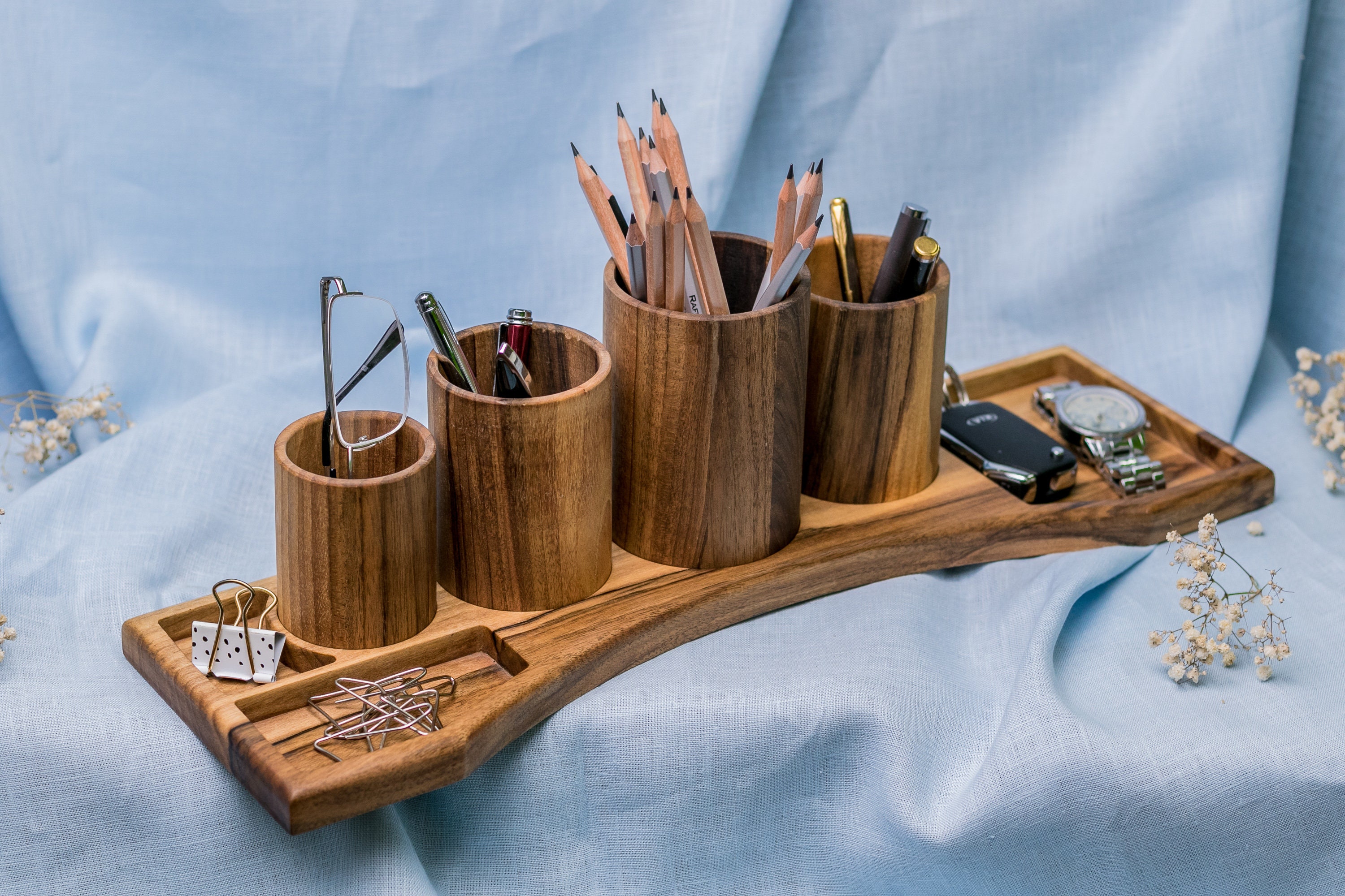 Paint Brush Holder For Artist Wooden Colored Pencils Stand Desk