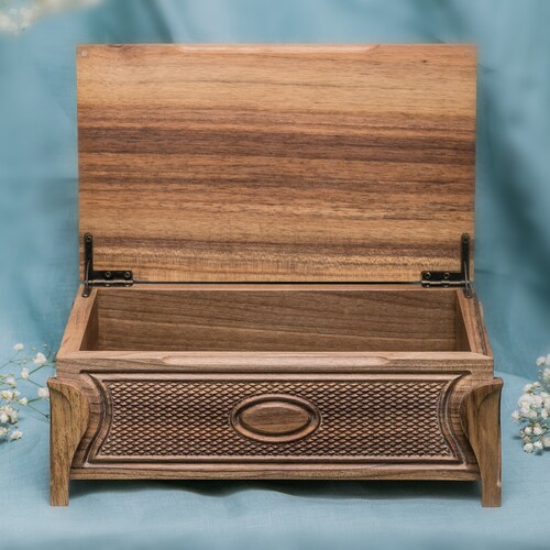 Walnut Custom Jewelry Box Womens Jewelry Box With Lid On Legs Vintage Jewelry Box Handmade Carved Wood shops Box Wooden Jewelry Box Wooden Box