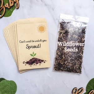 Baby Shower Wildflower Seed Favors - Can't wait to watch you Sprout - Customizable