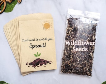 Baby Shower Wildflower Seed Favors - Can't wait to watch you Sprout - Customizable