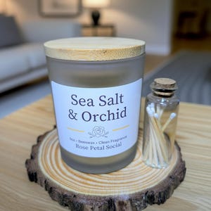 Handmade Wood Wick Candle ~ Organic Beeswax ~ Clean Oil 5oz ~ Clear Frosted Jar image 2