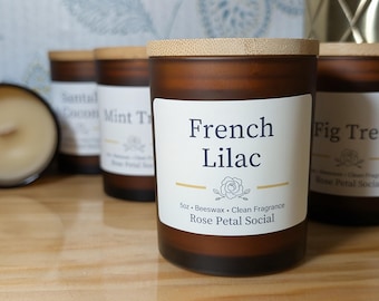 Handmade Wood Wick Candle ~ Organic Beeswax ~ Clean Oil 5oz ~ Brown Frosted Jar