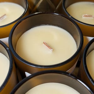 Handmade Wood Wick Candle ~ Organic Beeswax ~ Clean Oil 5oz ~ Clear Frosted Jar image 11