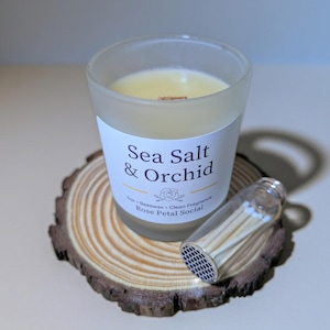Handmade Wood Wick Candle ~ Organic Beeswax ~ Clean Oil 5oz ~ Clear Frosted Jar image 4