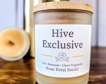 Hive Exclusive Wood Wick Candle ~ Handmade ~ Organic Beeswax ~ Clean Oil 5oz