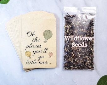 Recuerdos de semillas de flores silvestres para baby shower - Oh, los lugares a los que irás, pequeño - Personalizable