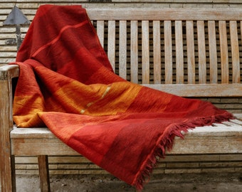 Red Moroccan Cactus Silk blanket handwoven, Handmade Sofa top, Wall covering, Traditional Bedspreads, Handmade Berber blanket