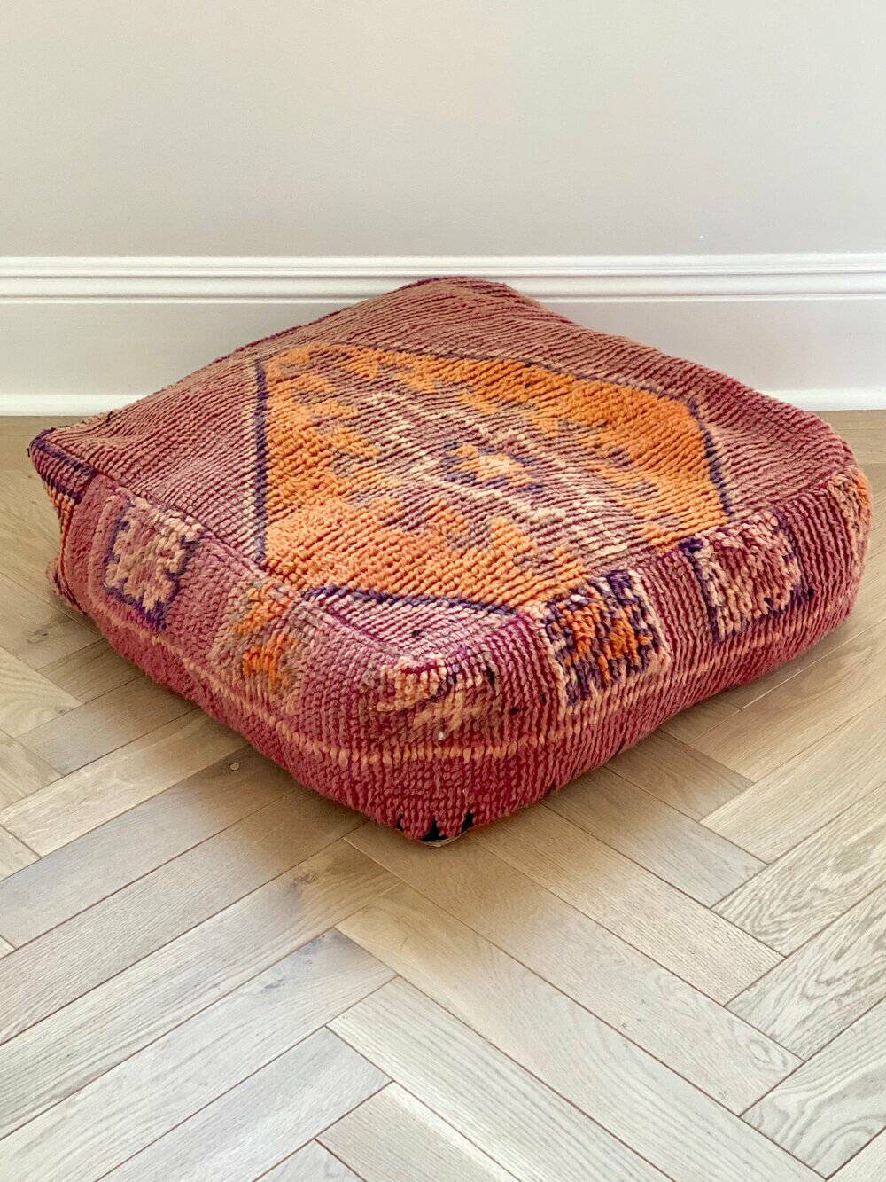 VINTAGE MOROCCAN POUF Vintage Floor Pillow-wool Pouf - Etsy