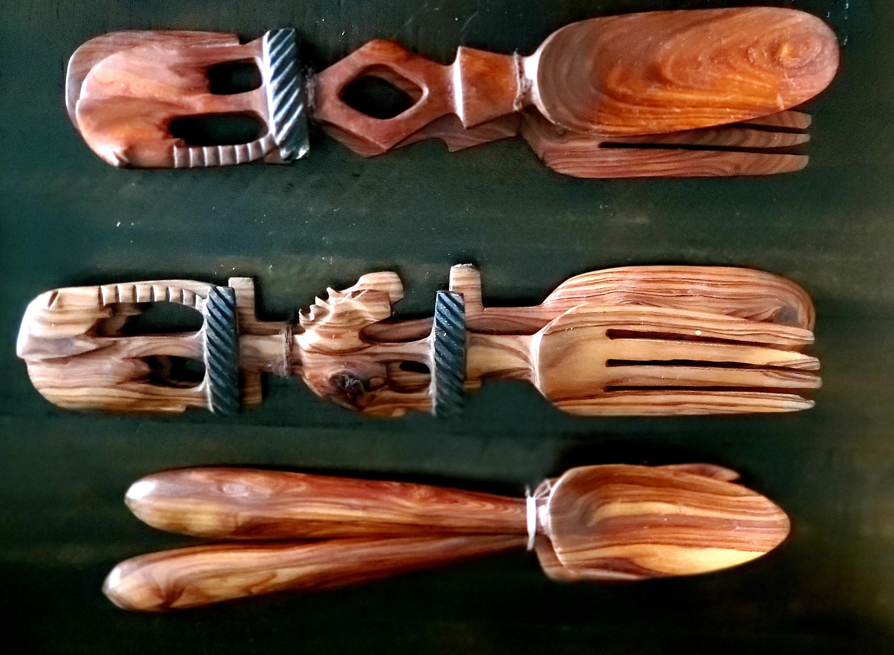 Pair of Wooden Salad Serving Utensils Etsy