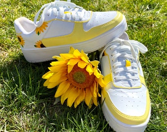 nike slides with sunflowers
