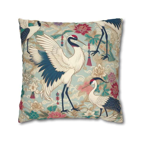 Chinoiserie Throw Pillow Cover | Crane Bird Pillow Case | Oriental Pillows | Asian Inspired | Chinese Pillow | Asian Themed Throw Pillow