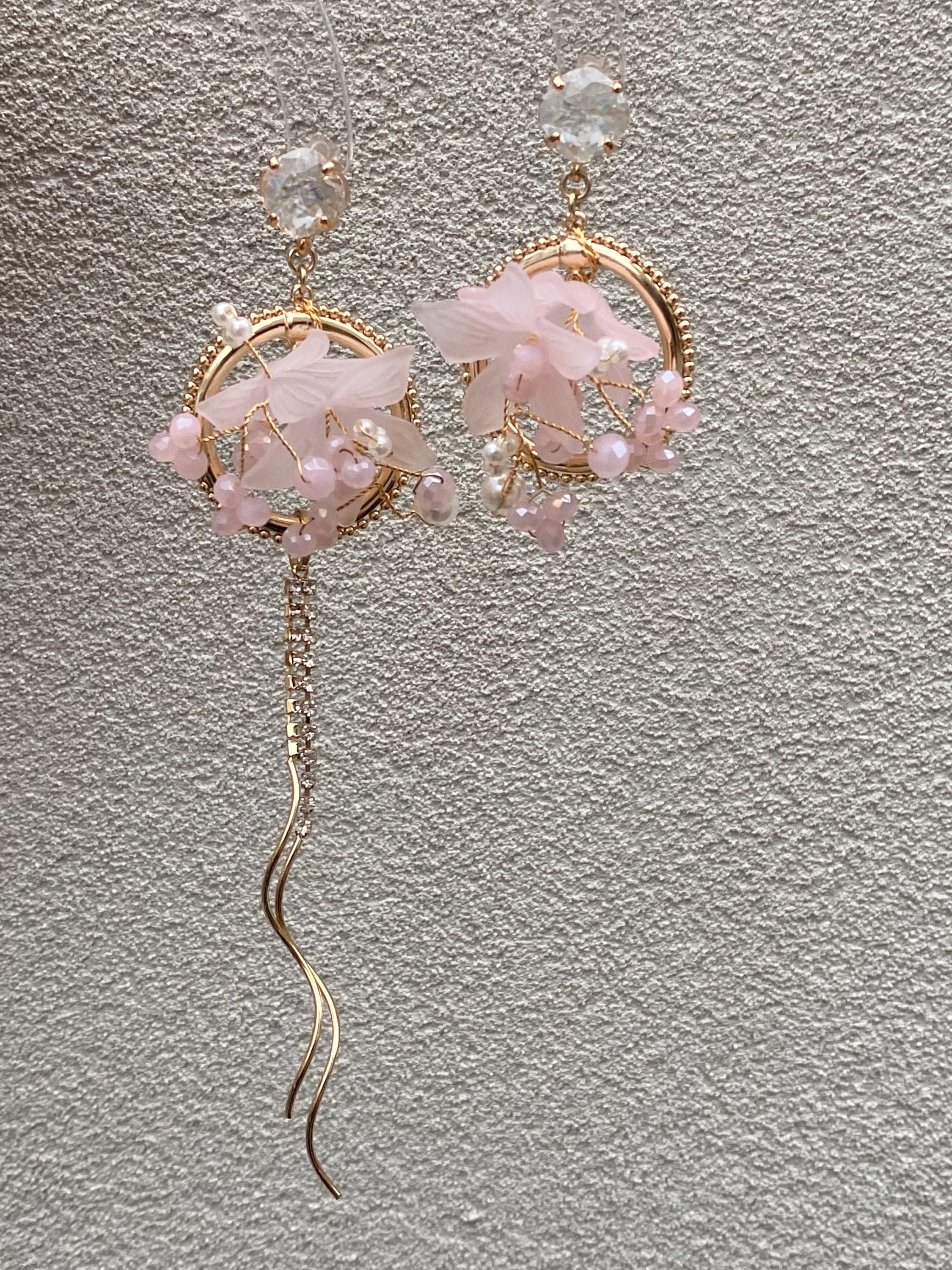 Ancient Chinese style earrings 925 silver ear stud pink flower | Etsy