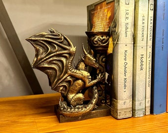 Dragon Bookend Set |  | Hand Painted 3D Printed Book Holder