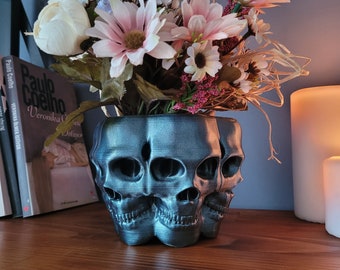 Multi Skull Planter | 3D Printed Skull Pot | Face Planter | Flower Ornaments | Skull Gift | Home Garden Decor | Skull Succulent Organizer