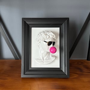 David Wall Art |Pop Art Gummy Figure | Michelangelo&#39;s David Framed Statue | Head Sculpture | Modern Art Unique Home Decoration Gift