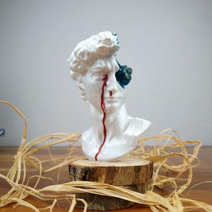 Pop Art David Bust Statue | David Head Sculpture  | Modern Pop Art Michelangelo&#39;s David Sculpture | Trendy Unique Home Decoration Gift