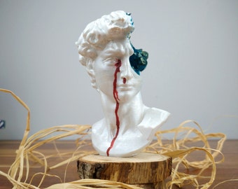 Pop Art David Bust Statue | David Head Sculpture  | Modern Pop Art Michelangelo's David Sculpture | Trendy Unique Home Decoration Gift