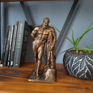 Ancient Gold Hercules Sculpture | Heracles Statue | Mythology Greek Goddess Ancient Sculpture | Home Decoration