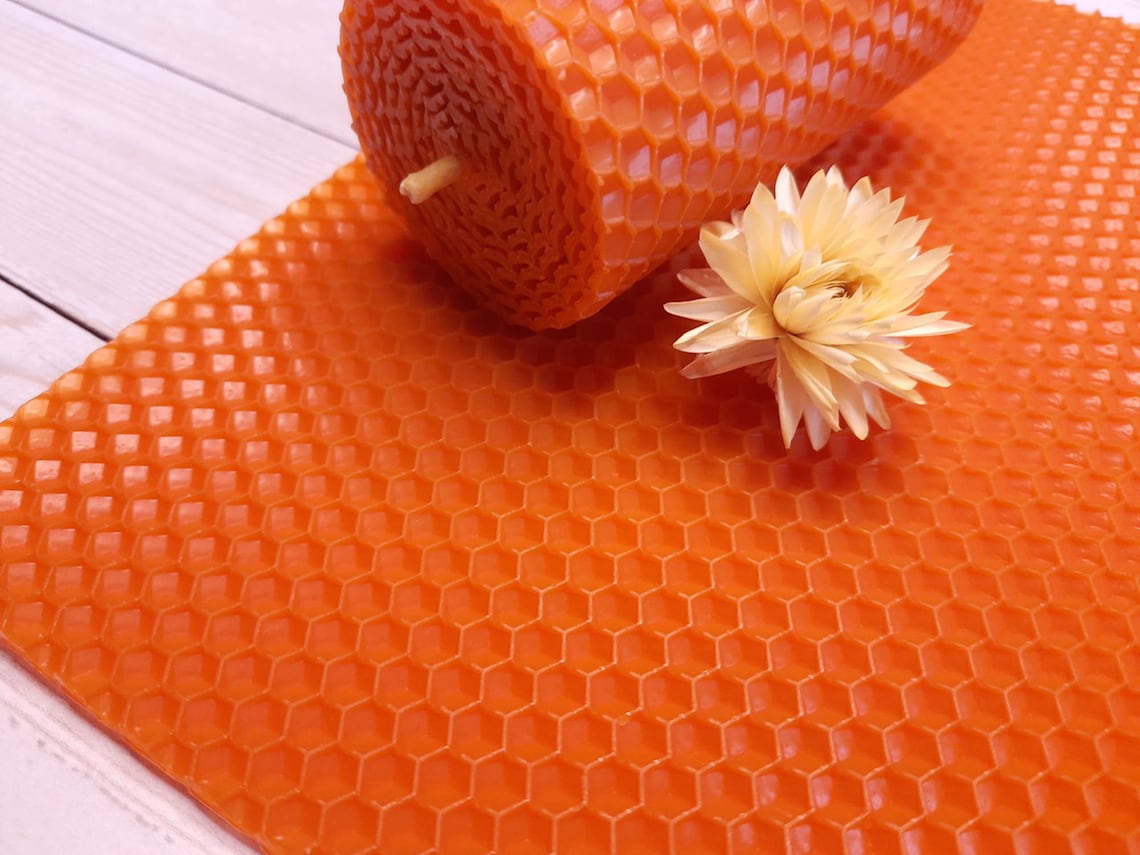 Orange Beeswax Sheets Candle Making Kit 100 natural sheets Etsy