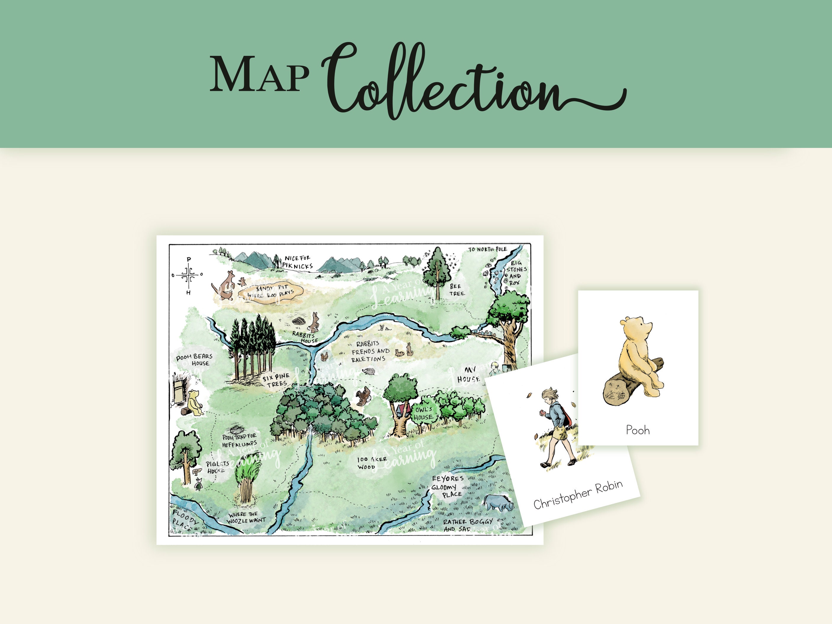 百エーカーの森の地図とキャラクターコレクション - Etsy 日本