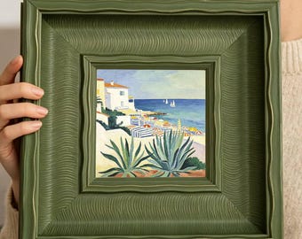 Mediterranean Beach Wood Framed Art Print