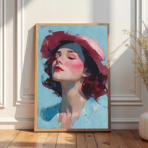 Impressionist Woman Portrait Art Print: Elegant Lady in Hat (Digital Download)
