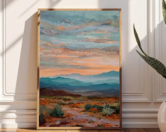 Desert Sunset Landscape Art Print: Southwestern Serenity (Digital Download