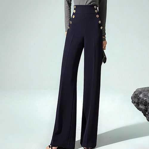 Pantsnavy Blue Wide-leg Pantsspring 