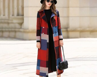 long plaid wool coat