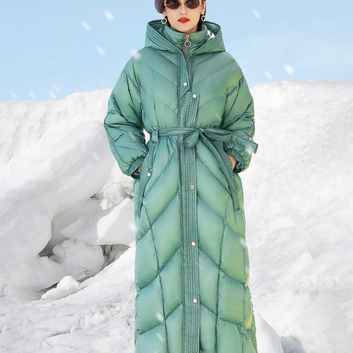 Fur Hooded Puffer Coat Winter Jacket Women Long Down Coat - Etsy