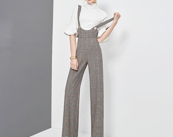 wide leg trousers with braces