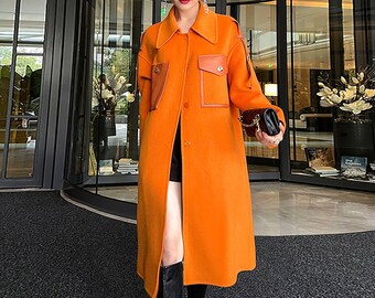 orange wool coat womens