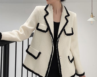 chanel tweed jacket white