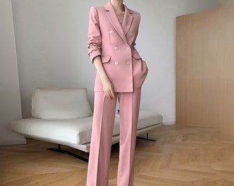 Women's Pink Pantsuitblazerlong Pants 