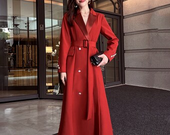 red midi coat