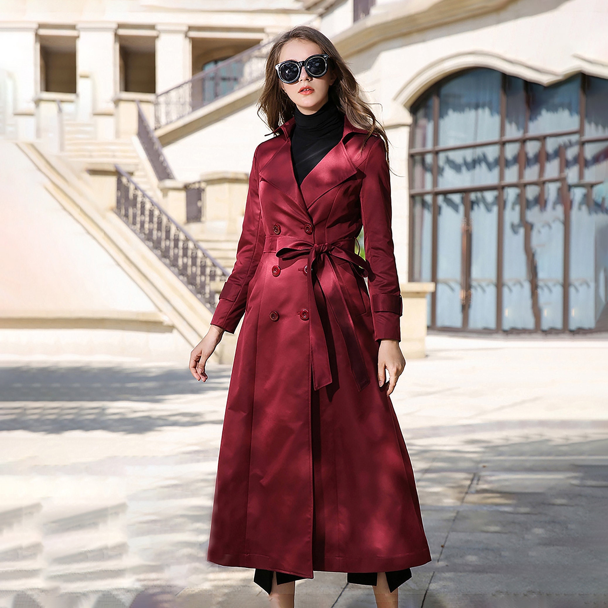 アメリビンテージMINIMAL FLARE LONG TRENCH COAT-