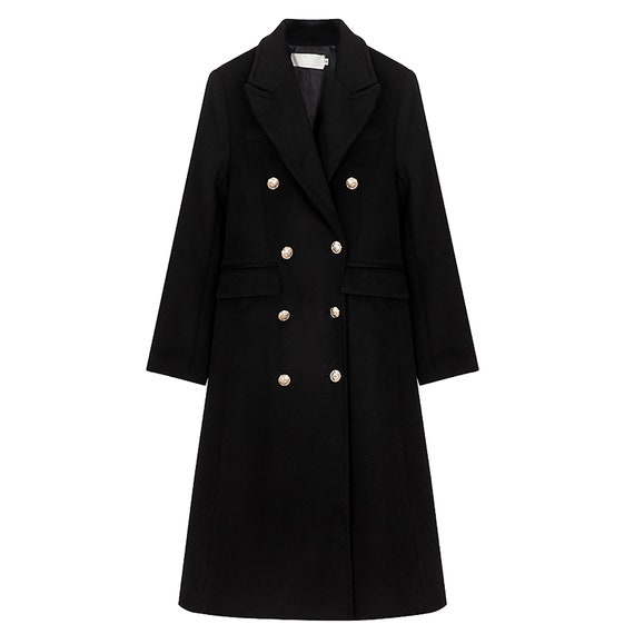 manteau noir long laine femme